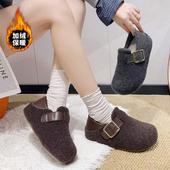 嘉俪多女欧美勃肯懒人冬季 加绒内增高圆头魔术贴保暖2025新款 舒适