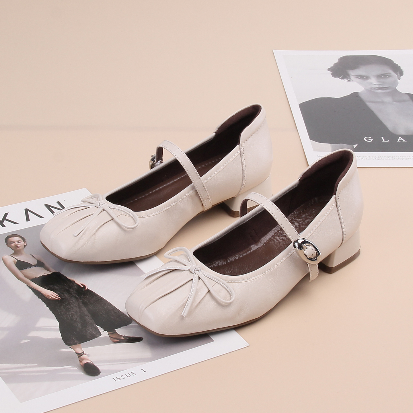 嘉俪多女欧美单鞋玛丽珍浅口方头