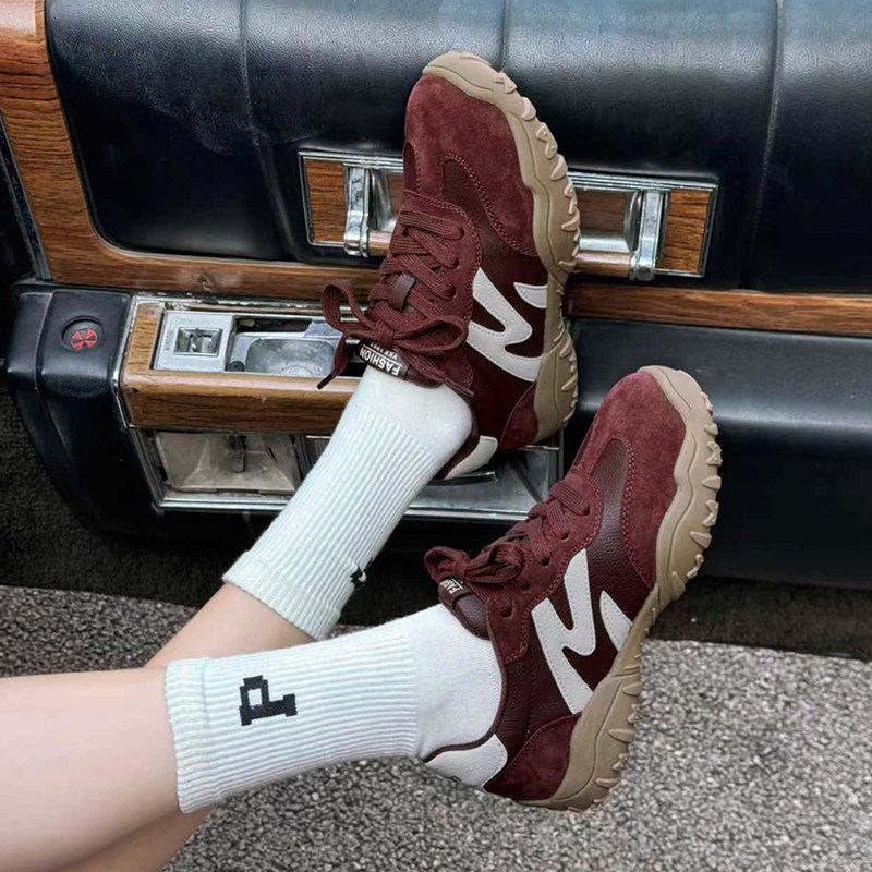 嘉俪多女鞋欧美休闲德训鞋牛反皮网系带平底圆头深口2025秋冬新款,女鞋,德训鞋,淘宝优惠券,粉丝福利购,淘宝优惠卷