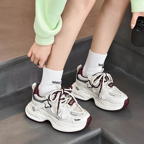 嘉俪多女休闲老爹鞋欧美牛皮网