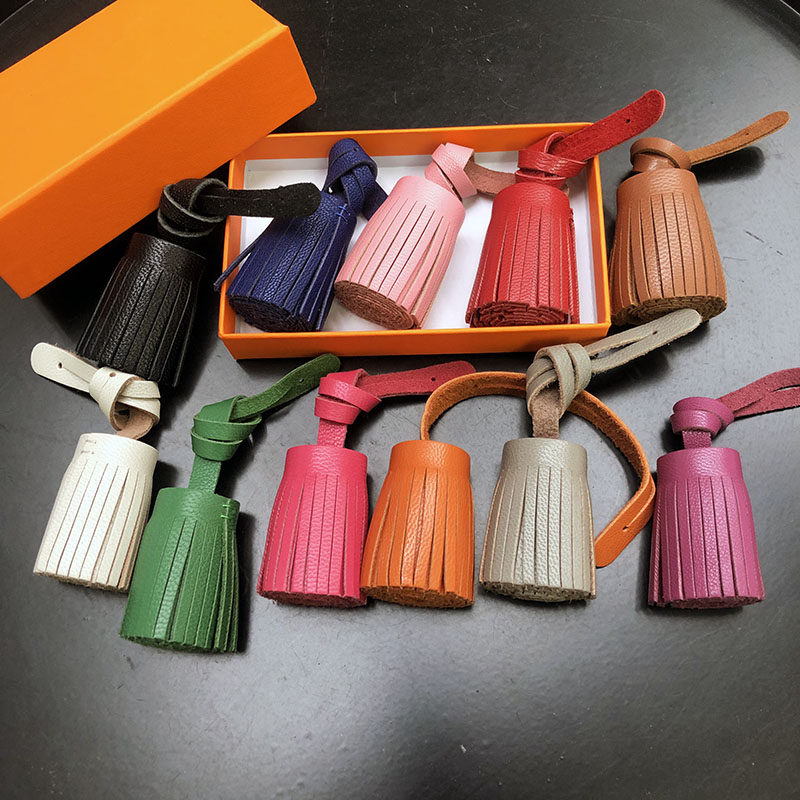 H家小草裙流苏挂件羊皮 小号4.5cm 铂金包凯莉包挂饰女士车钥匙扣