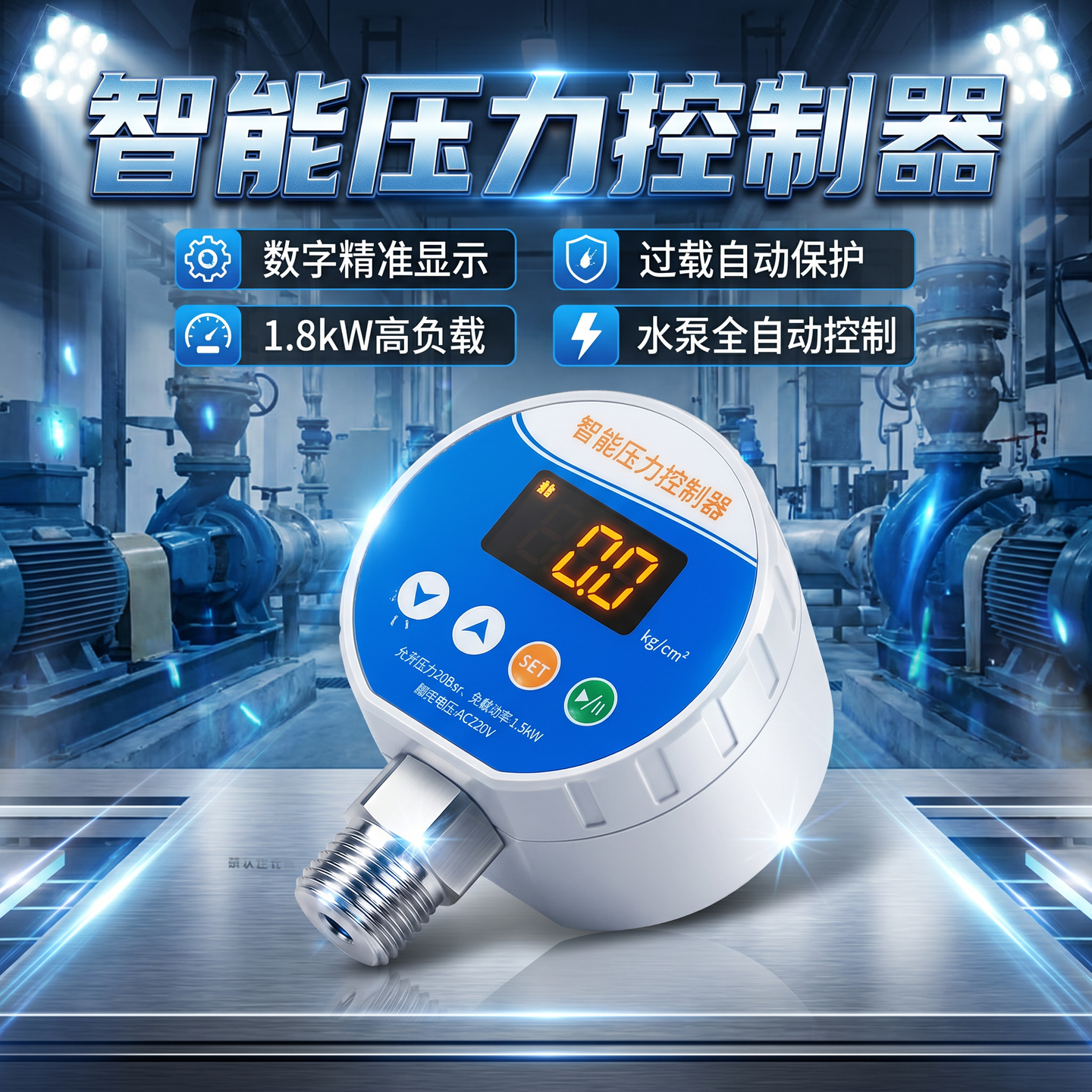 水泵控制器家用上水全自动电子数显智能微电脑可调式220v压力开关