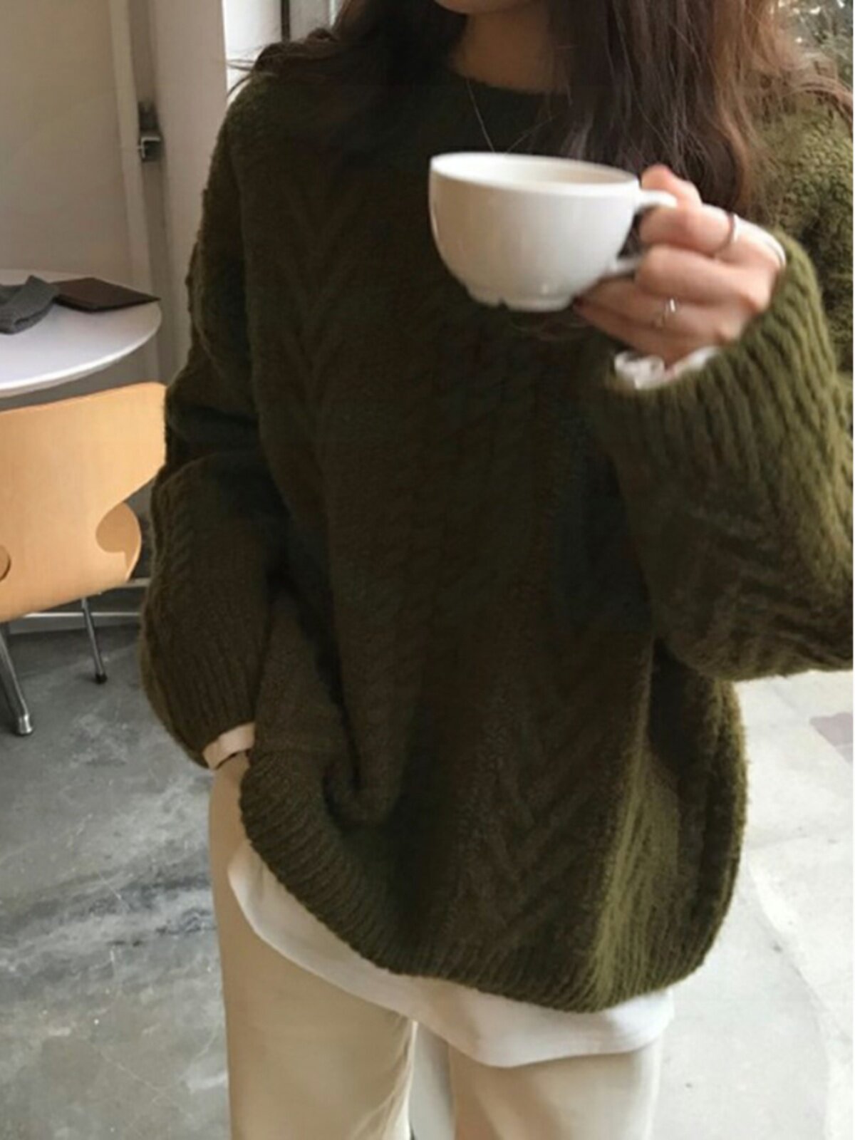 가을 봄 복고풍 느슨한 보라색 트위스트 스웨터 여성 게으른 스타일 하이 엔드 풀오버 캐시미어 두꺼운 바늘