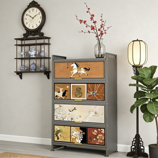 钢制鞋柜家用门口入户多层玄关柜大容量收纳柜铁艺新爆款防尘鞋架