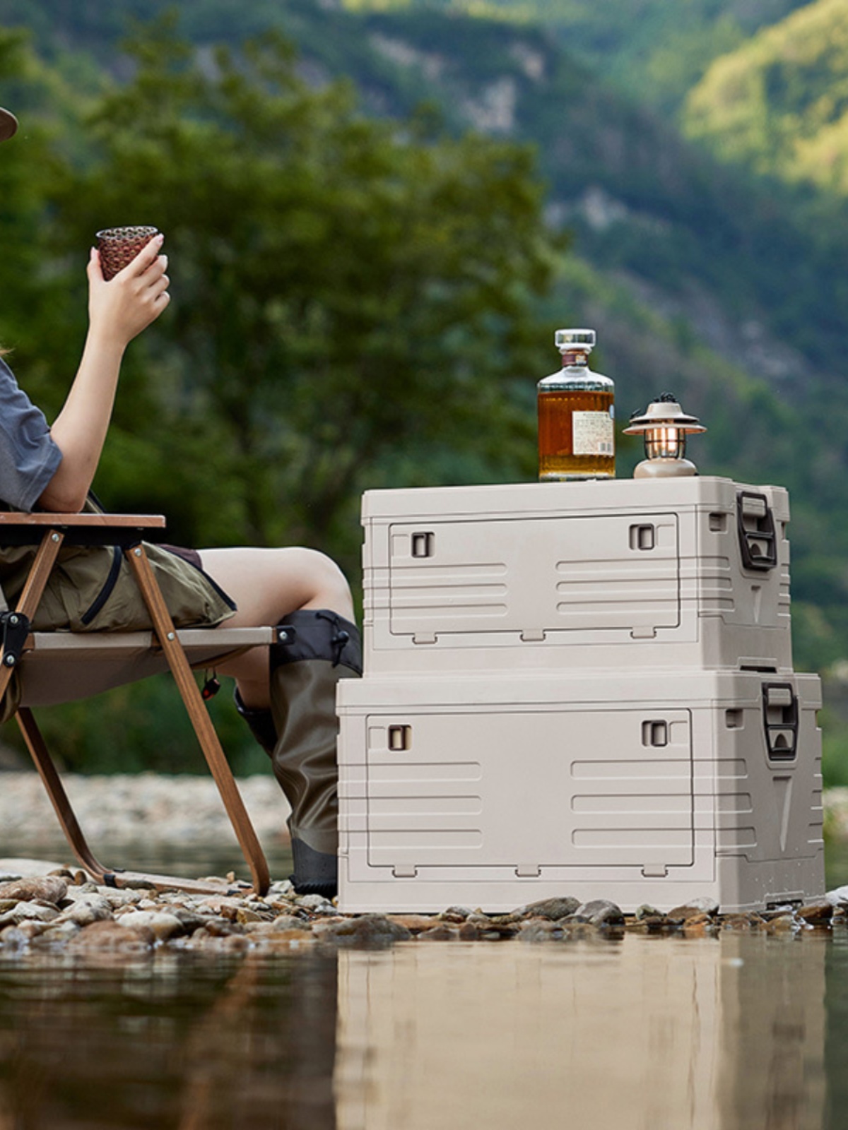 户外收纳箱家用防尘便携式可折叠大型野营式侧开收纳箱汽车收纳箱