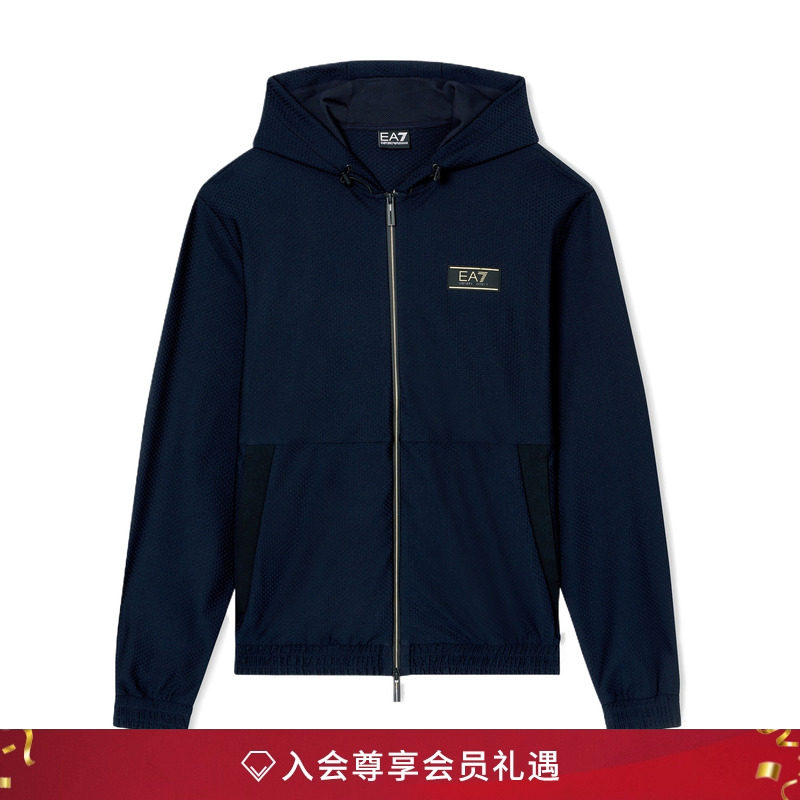 EA7/阿玛尼男士连帽拉链运动夹克