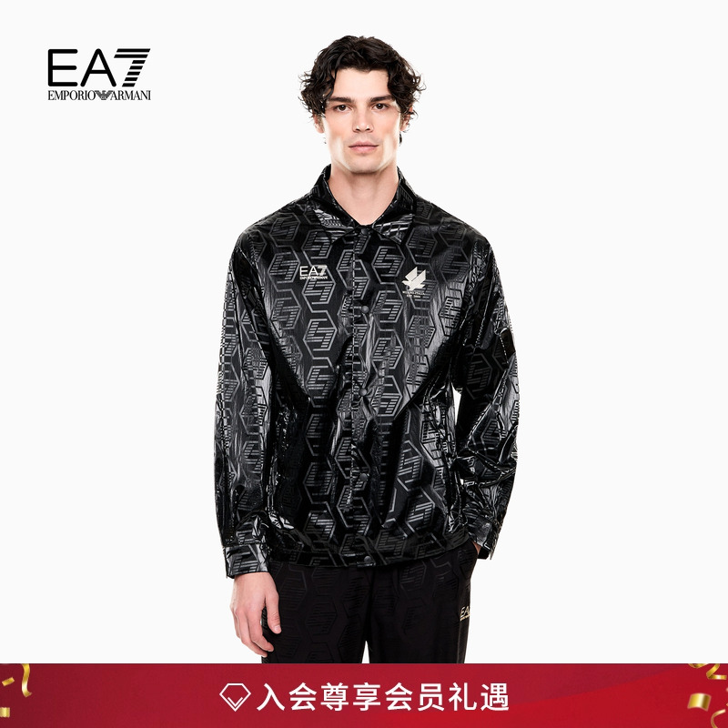 EA7/阿玛尼男士翻领印花运动夹克