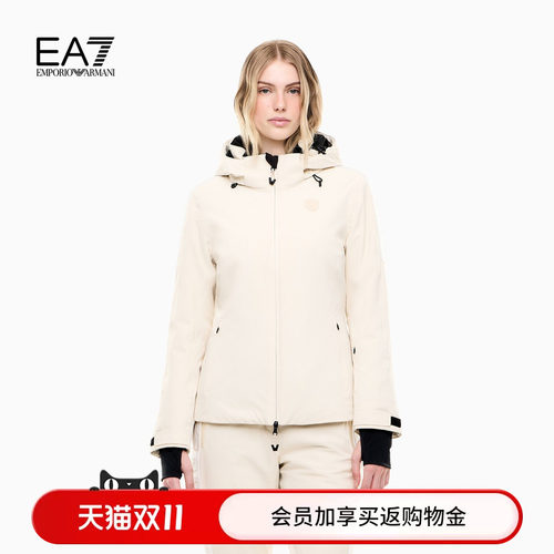 EA7/阿玛尼女士连帽可脱卸棉服