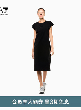 EMPORIO ARMANI/阿玛尼EA7/26夏季新款女士圆领短袖侧开衩连衣裙