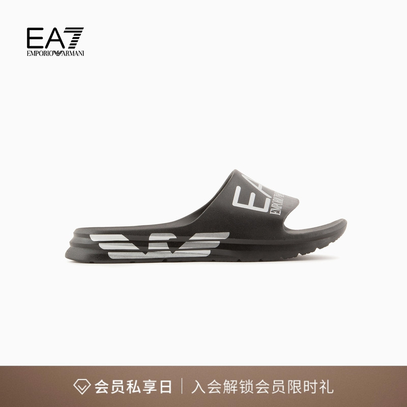 阿玛尼男大袢带印花游泳沙滩拖鞋