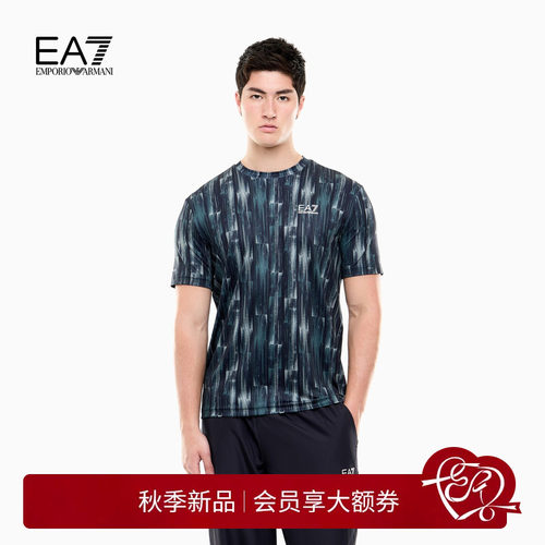 EA7/阿玛尼男士圆领短袖印花T恤