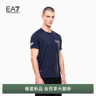 男士 EMPORIO ARMANI 阿玛尼EA7 印花运动风网球轻薄T恤 圆领短袖