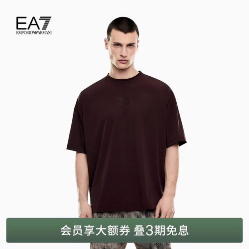 EA7/阿玛尼男士圆领短袖轻薄T恤