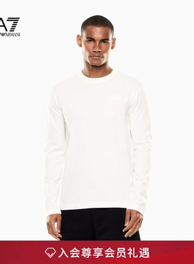 EMPORIO ARMANI/阿玛尼EA7/春季新款男士纯棉圆领长袖运动T恤官方