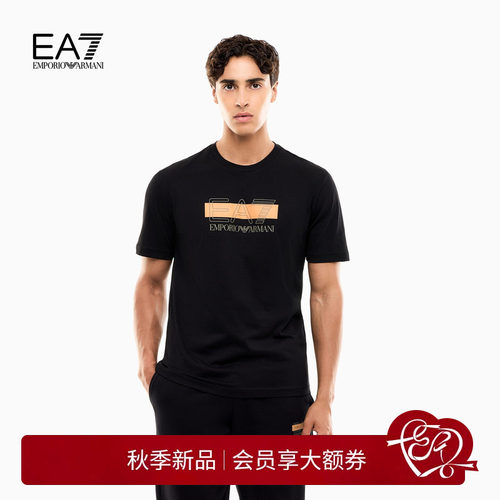 EA7/阿玛尼男士短袖撞色印花T恤