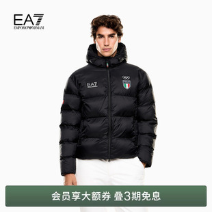短款 EMPORIO 男士 阿玛尼EA7 连帽加厚户外滑雪棉服外套 ARMANI