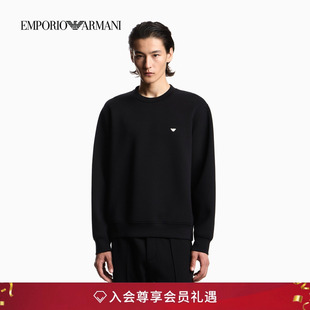 男士 EMPORIO 新款 阿玛尼春季 圆领弹力刺绣套头卫衣官方 ARMANI