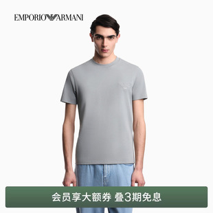 圆领短袖 EMPORIO 男士 阿玛尼春夏新款 正肩刺绣纯棉重磅T恤 ARMANI