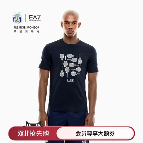 EA7/阿玛尼男士圆领短袖印花T恤