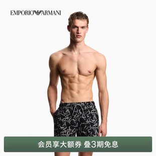 系带腰游泳印花沙滩裤 EMPORIO 男士 新款 ARMANI 阿玛尼26年夏季