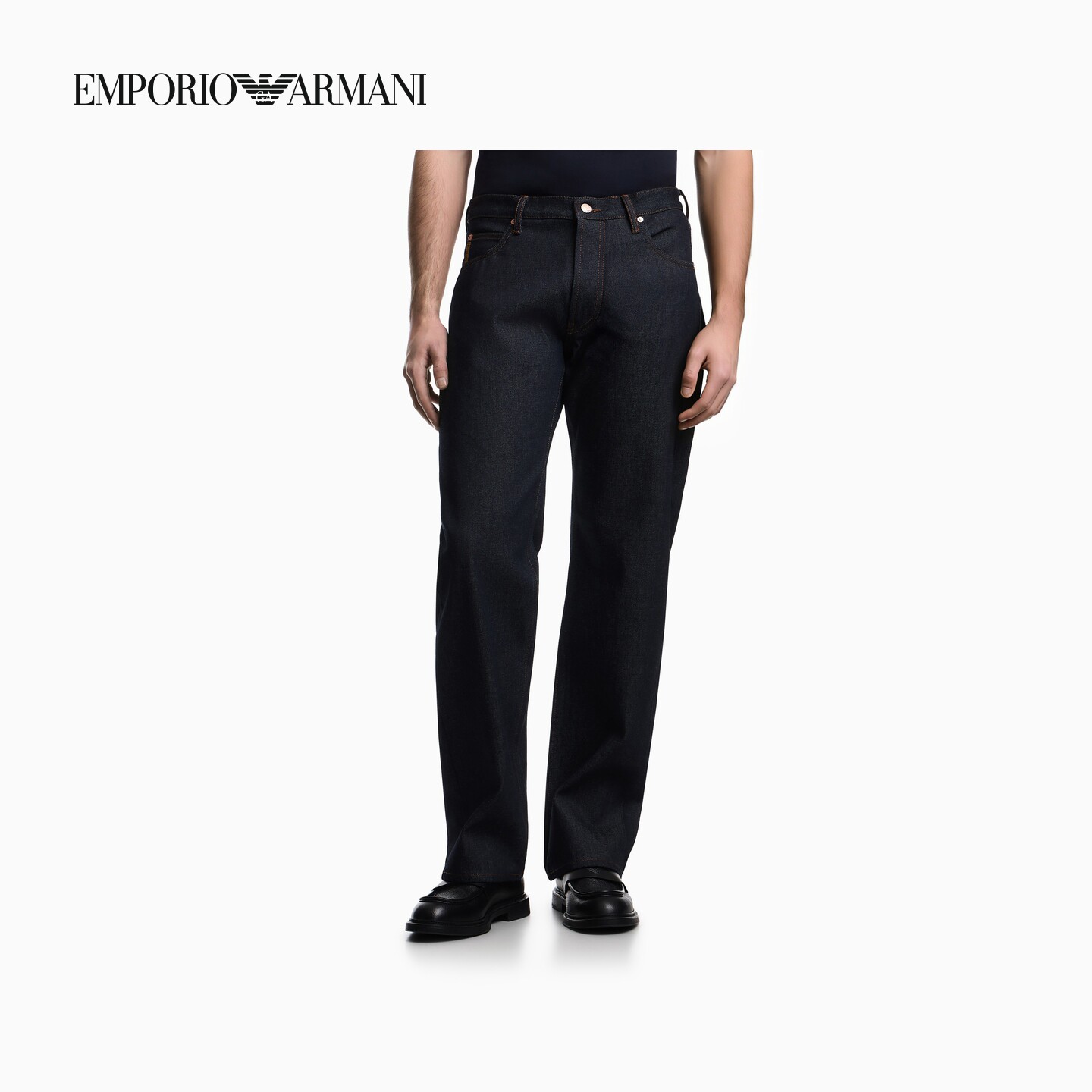 EMPORIO ARMANI/阿玛尼26年夏季新款男士纯棉中腰直筒牛仔裤官方