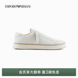 休闲运动板鞋 EMPORIO 低帮牛皮剖层革小白鞋 阿玛尼男士 ARMANI