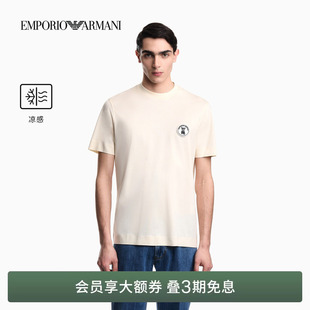 男士 EMPORIO ARMANI 阿玛尼春夏新款 正肩宠物图案凉感T恤 圆领短袖