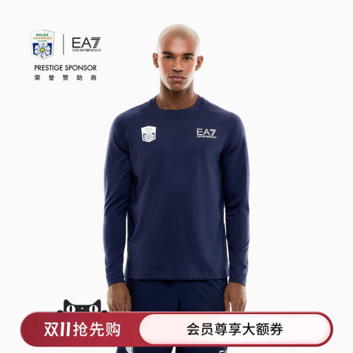 EA7/阿玛尼男士圆领长袖网球T恤