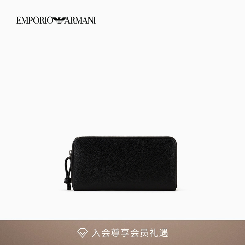 阿玛尼中性风情侣牛皮革钱包