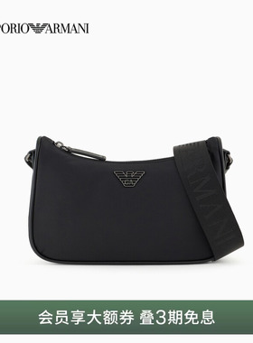 EMPORIO ARMANI/阿玛尼春夏男女情侣Hobo拉链商务通勤斜挎单肩包
