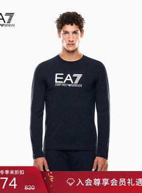 EMPORIO ARMANI/阿玛尼EA7/秋冬新款男士纯棉圆领长袖运动薄T恤