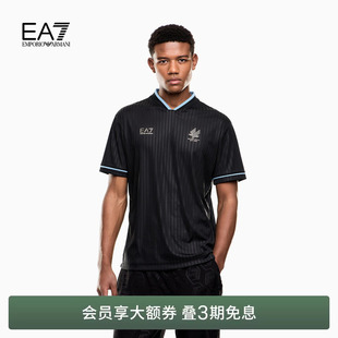 春夏新款 EMPORIO ARMANI 阿玛尼EA7 条纹复古运动风T恤 男V领短袖