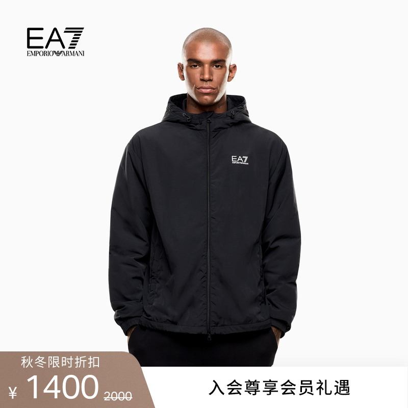 EA7/阿玛尼男士加绒连帽教练夹克