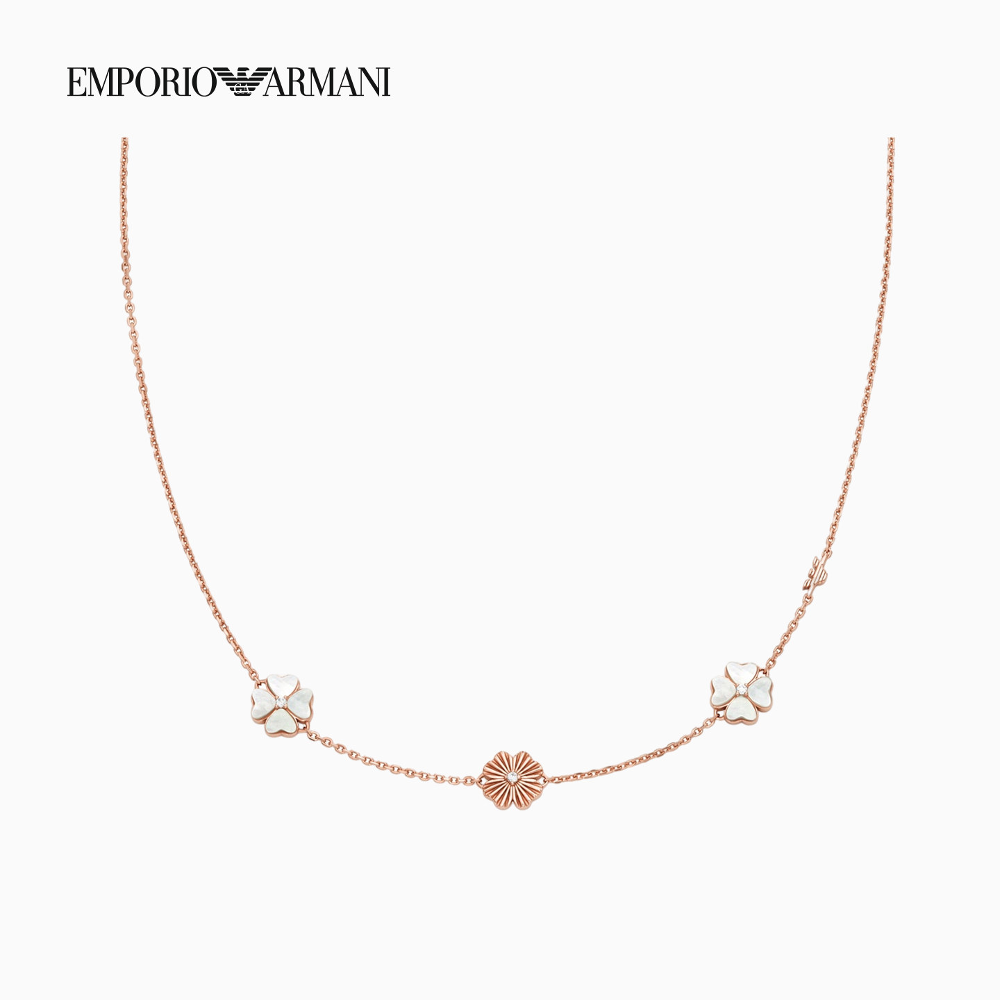 【白鹿同款】EMPORIO ARMANI/阿玛尼女士四叶草花朵优雅时尚项链