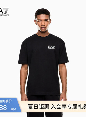 EMPORIO ARMANI/阿玛尼EA7/春夏新款男女情侣圆领短袖宽松印花T恤