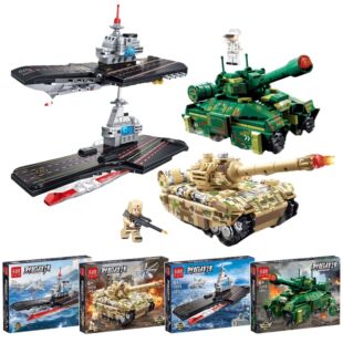 拼装 积木航母军舰军事船舰坦克小颗粒模型国产男孩儿童小玩具礼物