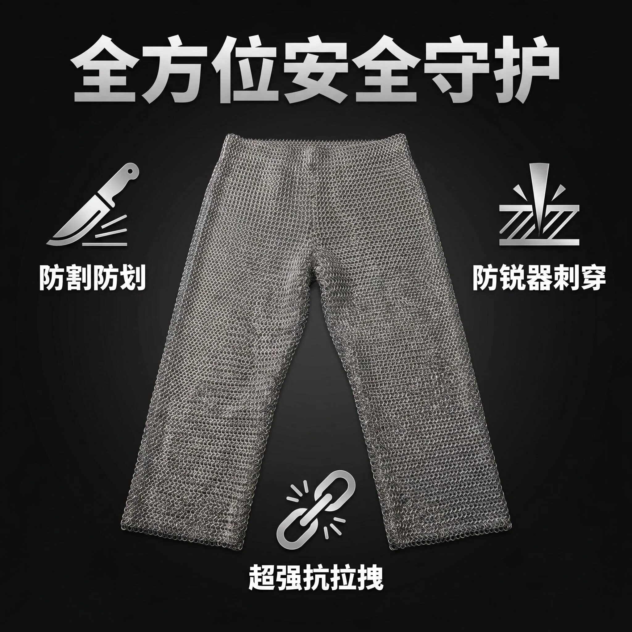 短/长裤自产自销  304不锈钢锁子甲软猬甲裤子锻炼负重安全防护盔