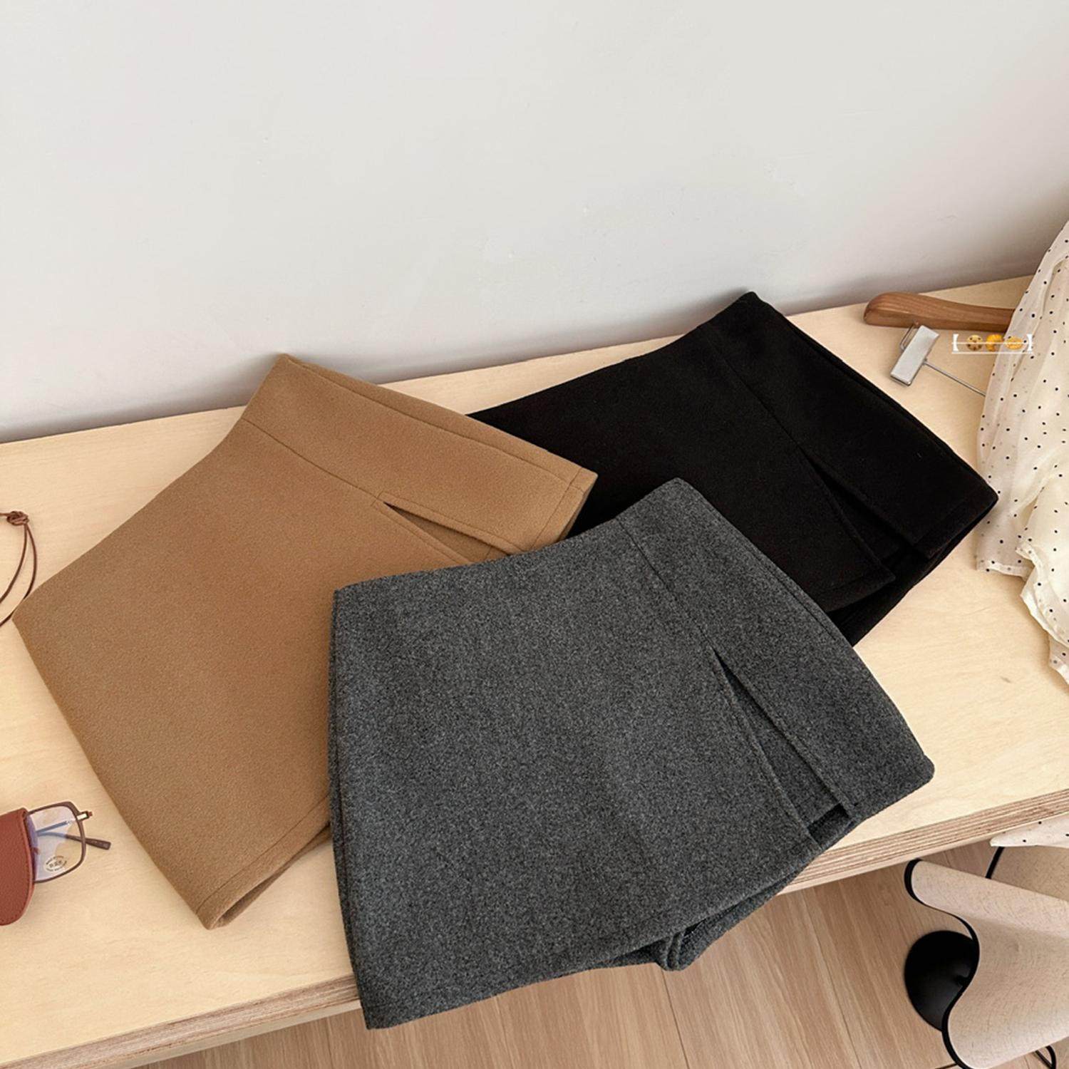 高级感双层开叉毛呢半身裙女气质百搭裤裙防走光短裙高腰a字裙子,女装/女士精品,半身裙,淘宝优惠券,粉丝福利购,淘宝优惠卷