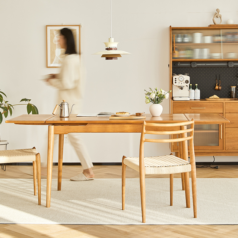 日式实木折叠餐桌家用小户型几宿