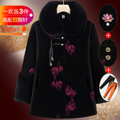 仿水貂中老年冬装加绒加厚外套