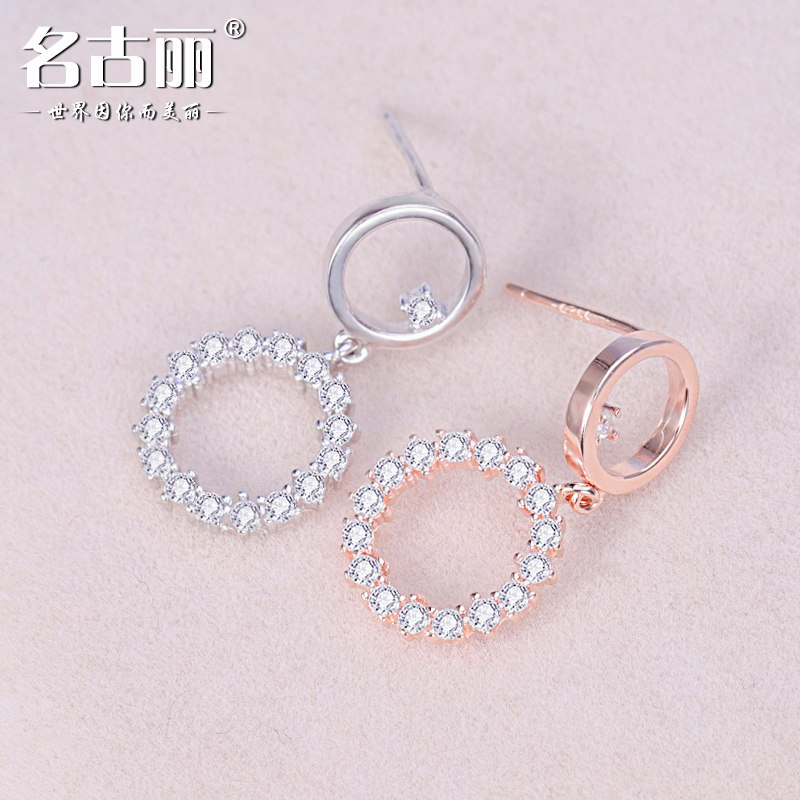 925银耳环纯银镀18K玫瑰金耳钉潮女耳坠个性2020新款气质网红耳饰图片