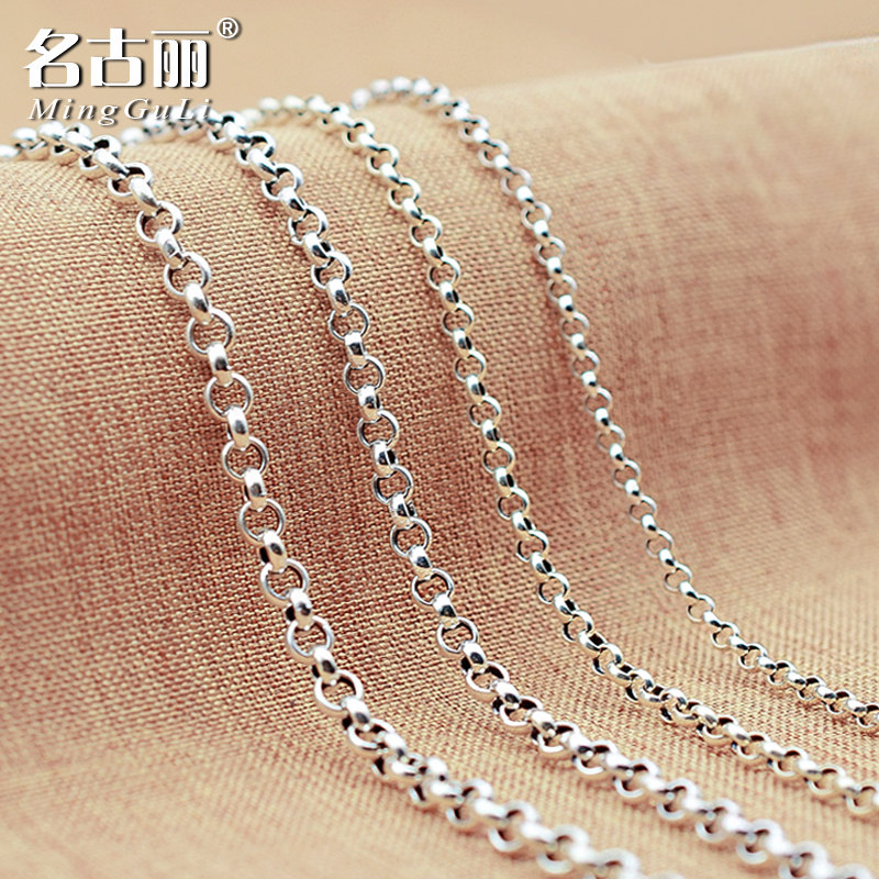 泰银项链长款毛衣链女925银链子男士粗O字链泰国大吊坠纯银佛牌链