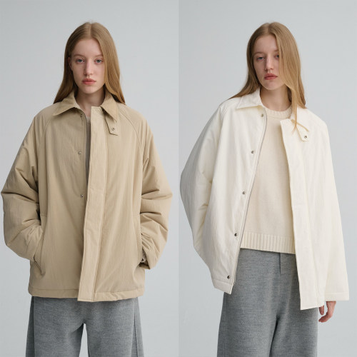 MAISON CECILE三色|百搭灯芯绒领廓形工装感可立领棉服夹克外套