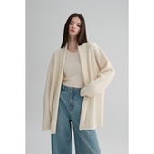 羊绒羊毛奶白软糯慵懒松弛感简约翻领廓形针织开衫 MAISON CECILE