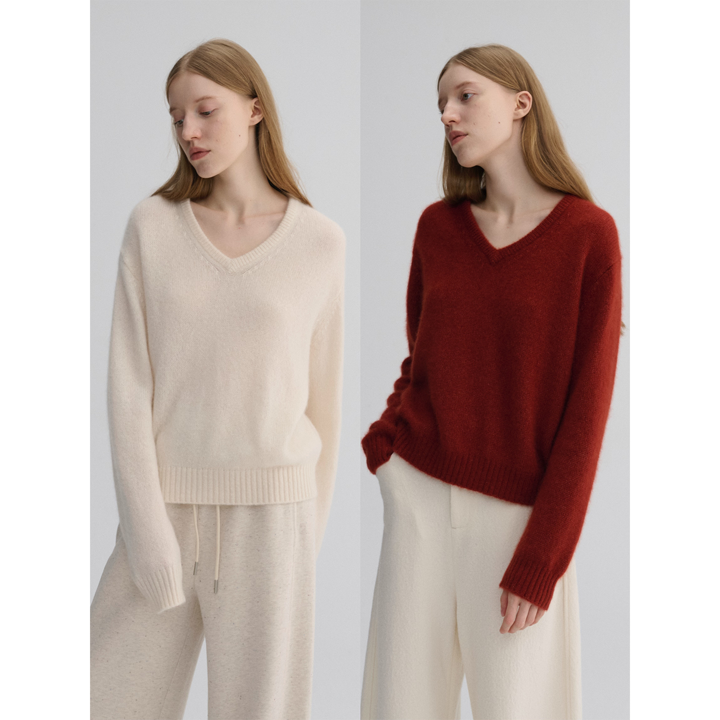 MAISON CECILE 三色/真丝羊绒云朵感亲肤软糯康宝莱V领套头毛衣