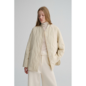 MAISON CECILE 秋冬复古设计感菱格绗缝轻便保暖廓形棉服外套