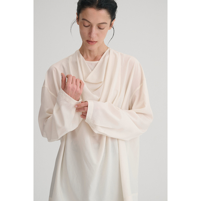 MAISON CECILE 两色|莱赛尔醋纤透气凉爽优雅随性不规则荡领衬衫