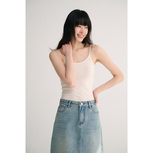 MAISON CECILE 三色/夏季bi备单品软糯羊毛大U领针织细肩带吊带
