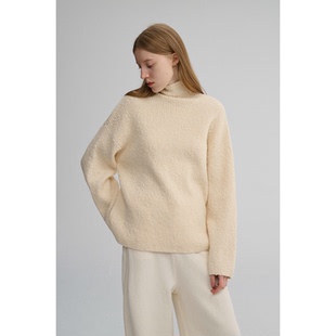 MAISON CECILE 特殊织法羊毛颗粒感点点肌理高领廓形针织毛衣