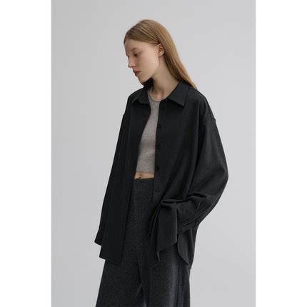 MAISON CECILE 秋冬极简静奢精纺羊毛加厚松弛感随性气质翻领衬衫